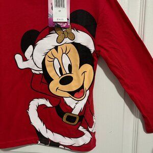 Disney Jr Girls Toddler Christmas Santa Minnie Long Sleeve Graphic T-Shirt, 5T